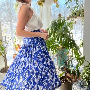 Lapis Cobalt Blue Printed Statement Skirt